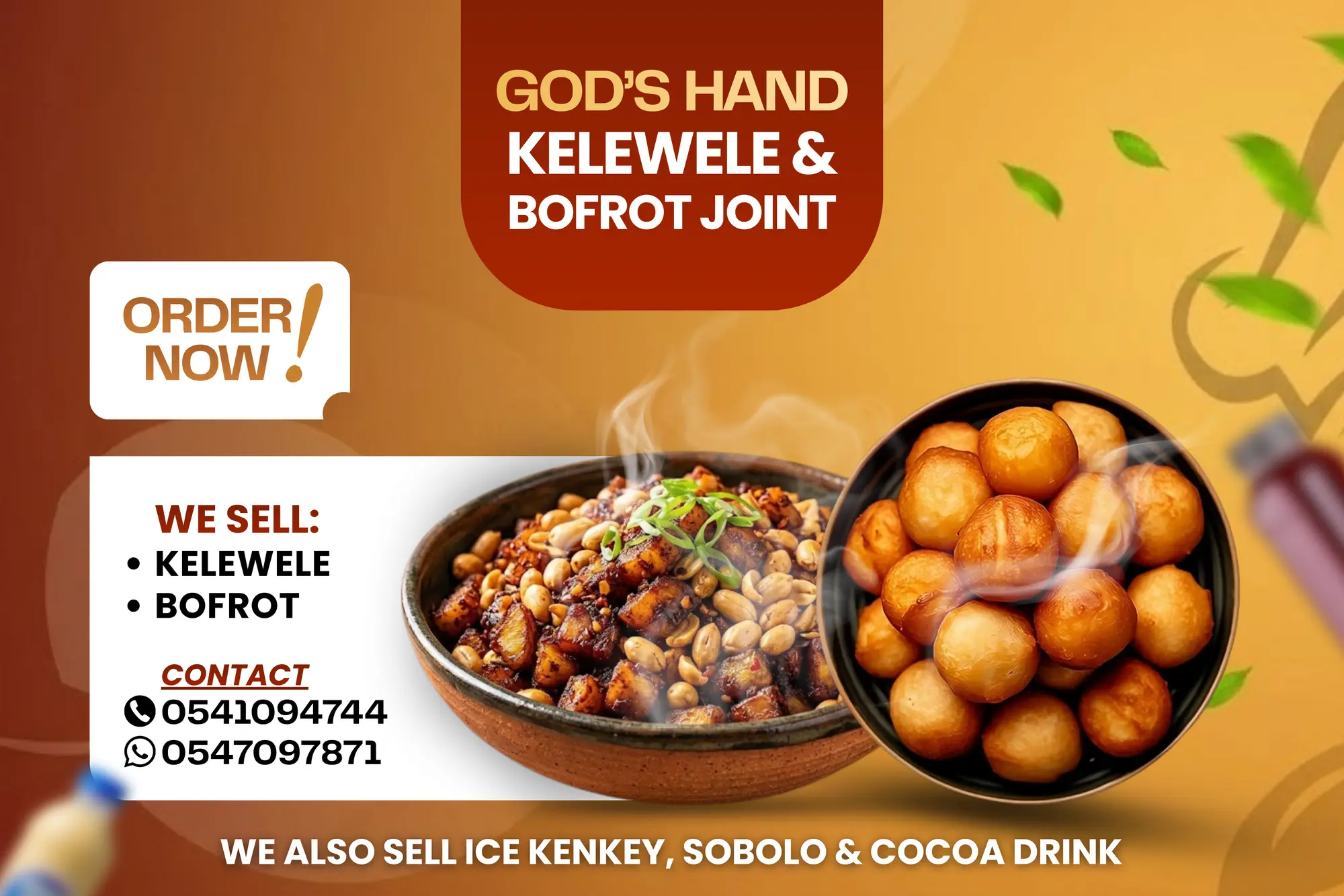 God's Hand Kelewele & Boflot Joint — Brand Flyer design for God's Hand Kelewele & Boflot Joint