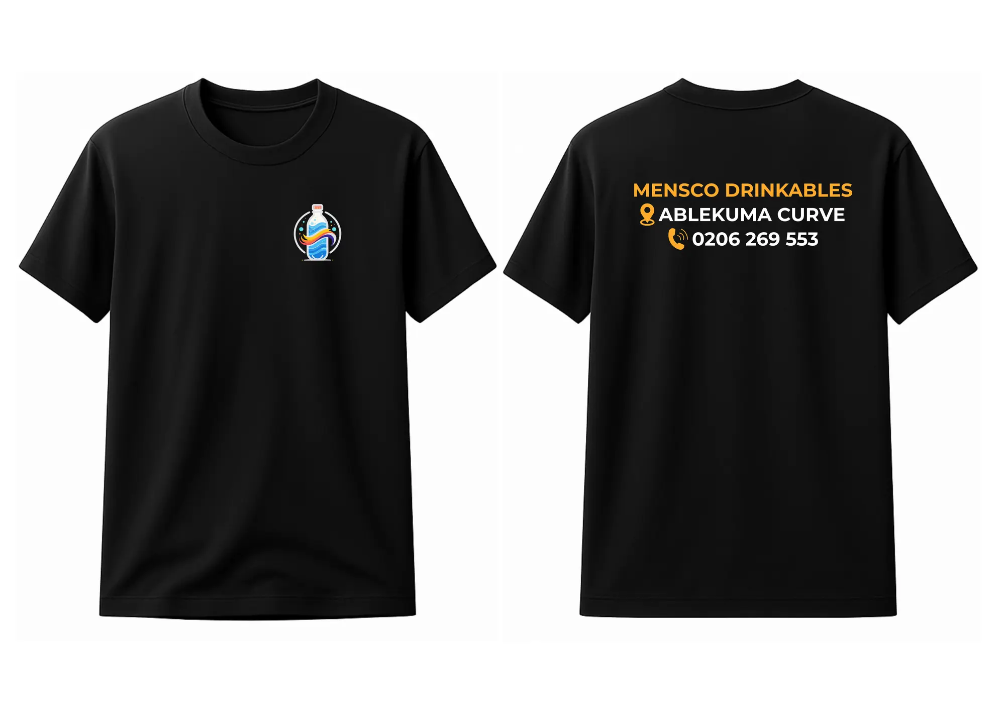 Example of t-shirt design + mockup: Mensco Drinkables Mockup