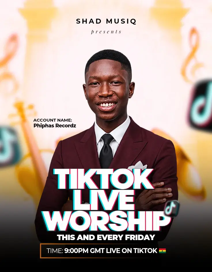TikTok Live Worship — Event Flyer design for Shad Musiq