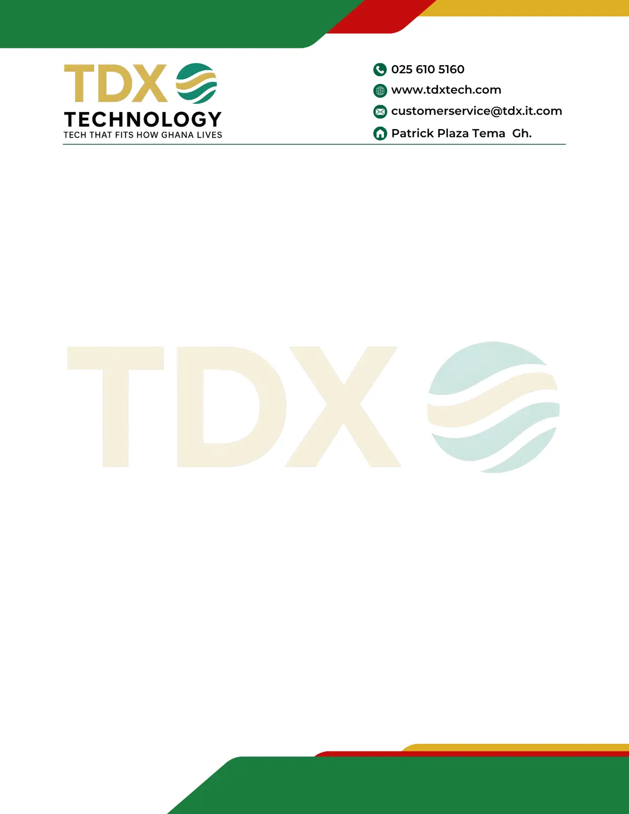 TDX Technology Letterhead — Letterhead design for TDX Technology